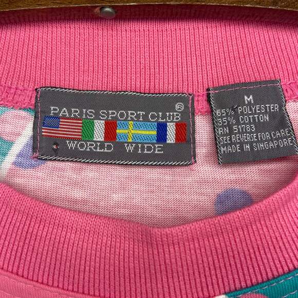 Vintage Paris of Sport Club Worldwide Crop Top Pink Drawstring Shirt - Picture 2 of 5